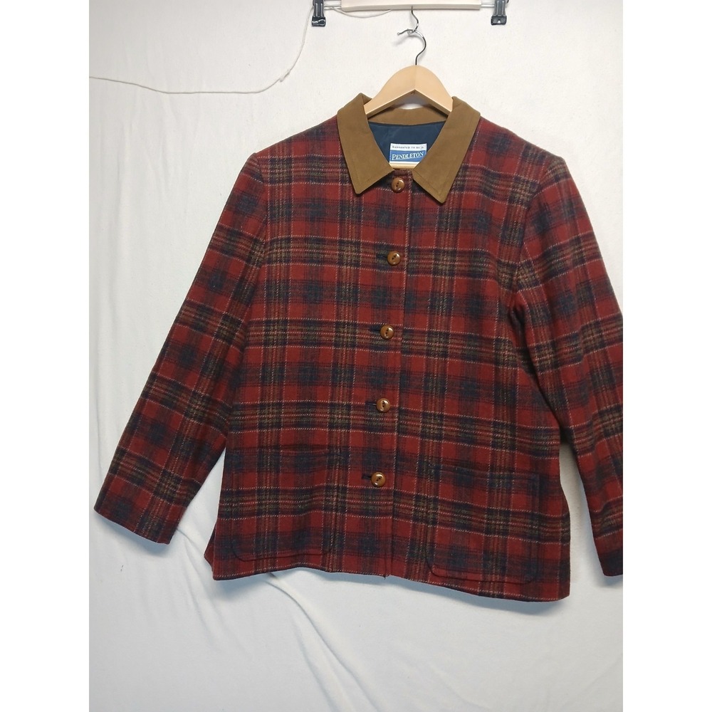 Vintage Pendleton Wool Plaid Jacket Blazer Holiday Sustainable Womens Large